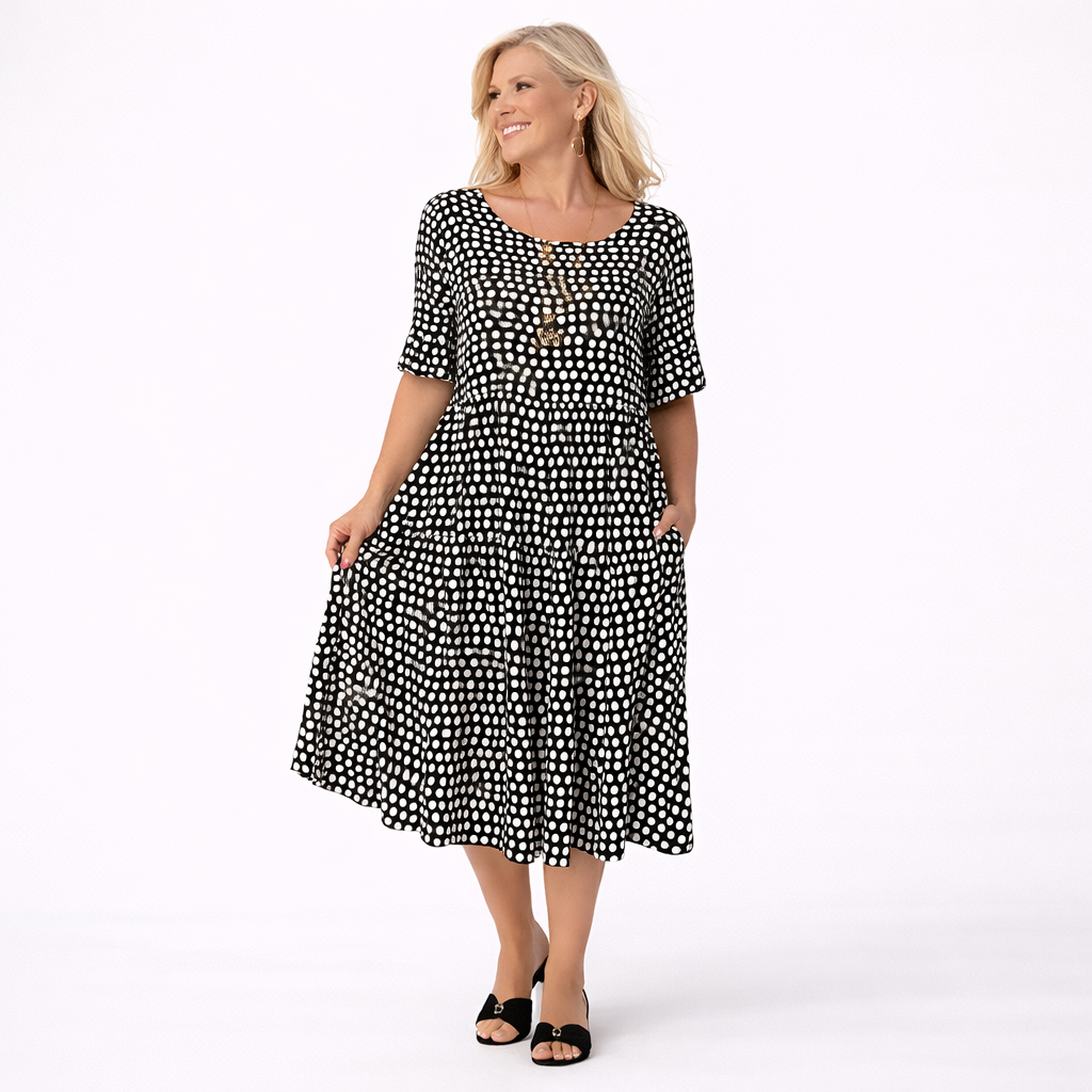 IRIS | SABLE SHORT-SLEEVE MIDI DRESS
