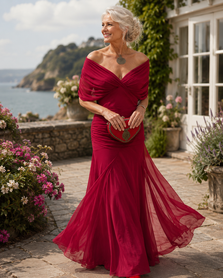 Louise | Elegant Maxi Party Dress with V-Neck