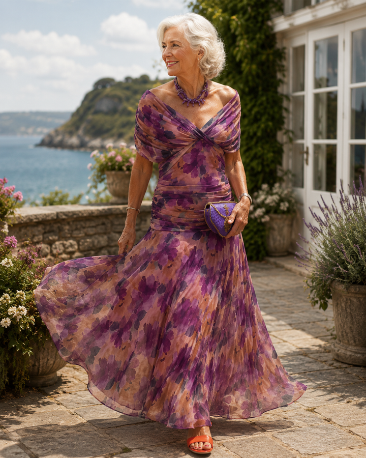 Louise | Elegant Maxi Party Dress with V-Neck