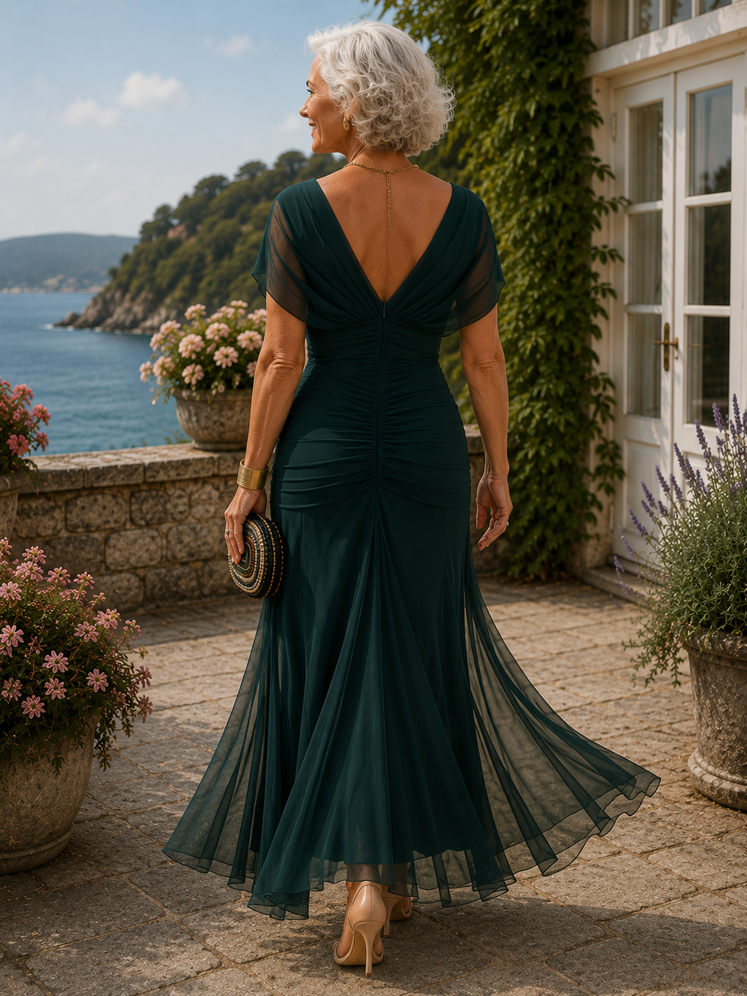 Louise | Elegant Maxi Party Dress with V-Neck