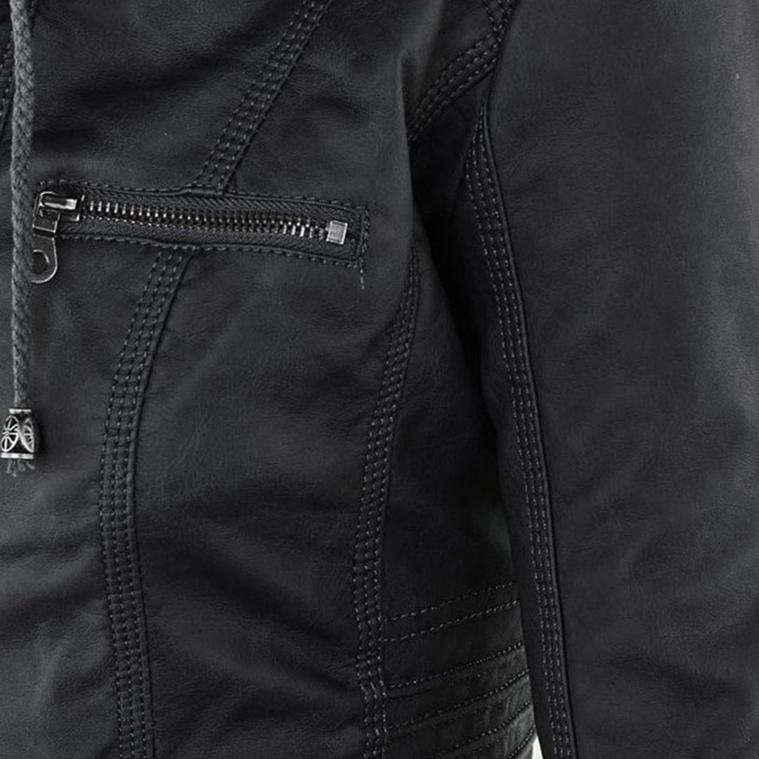 Elora | Chic Hooded Leather Jacket