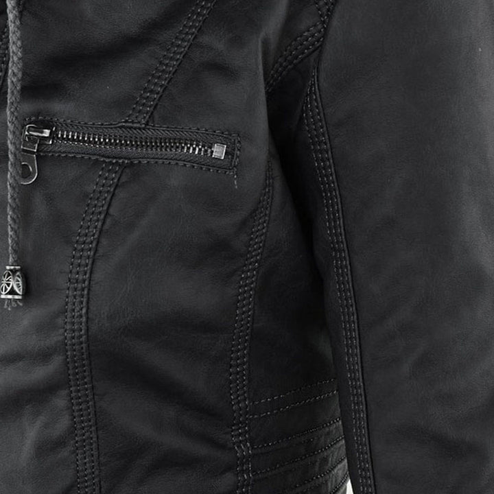 Elora | Chic Hooded Leather Jacket