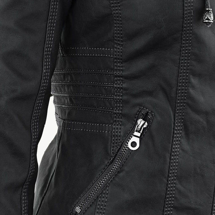 Elora | Chic Hooded Leather Jacket
