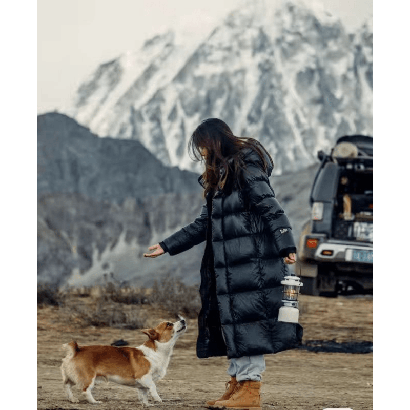 Long Quilted Winter Jacket | With Hood and Zip