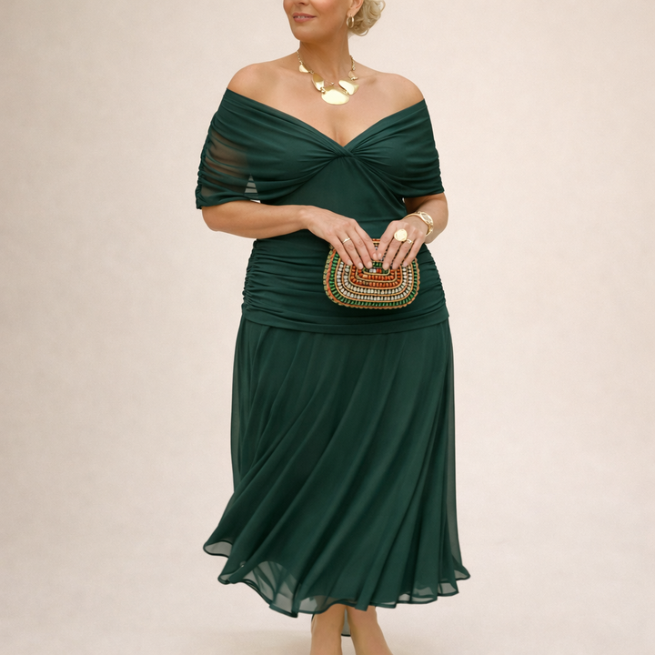 Florendra | Long Floral V Neck Dress