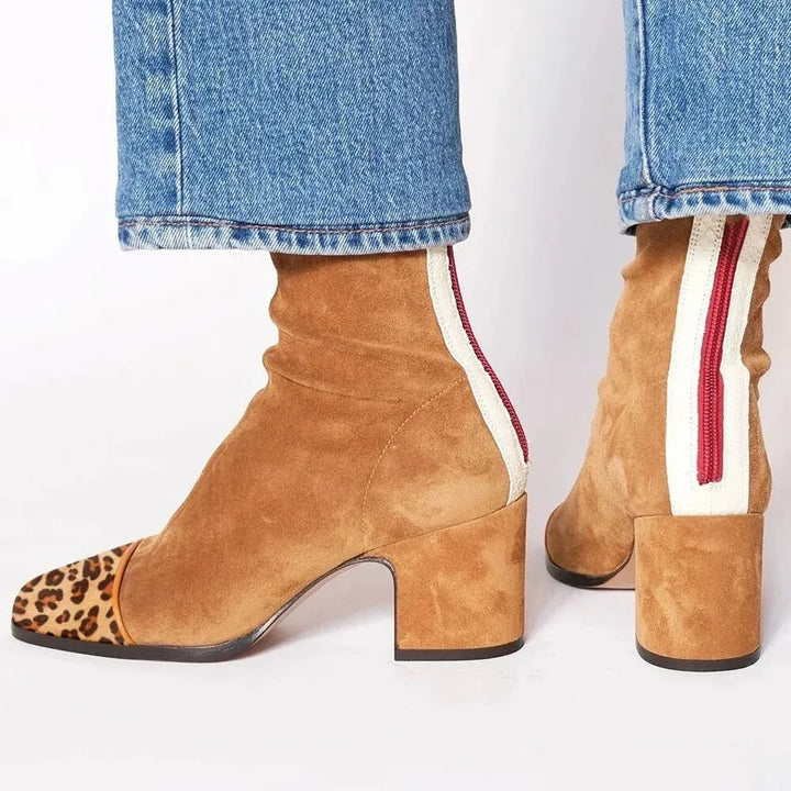 Lily™ | Elegant Suede Square Toe Ankle Boots