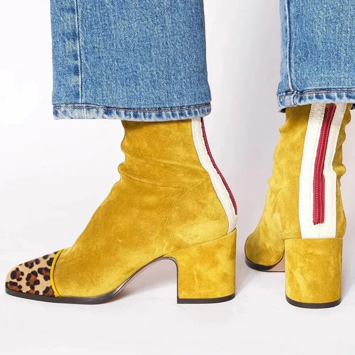 Lily™ | Elegant Suede Square Toe Ankle Boots