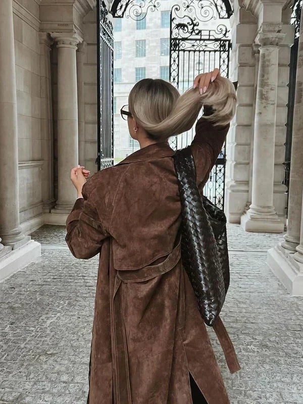 Amelia™ | Luxe Suede Trench Coat