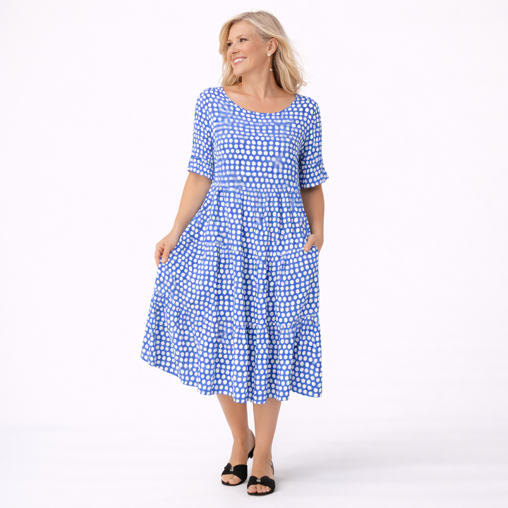 IRIS | SABLE SHORT-SLEEVE MIDI DRESS