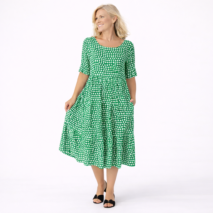 IRIS | SABLE SHORT-SLEEVE MIDI DRESS