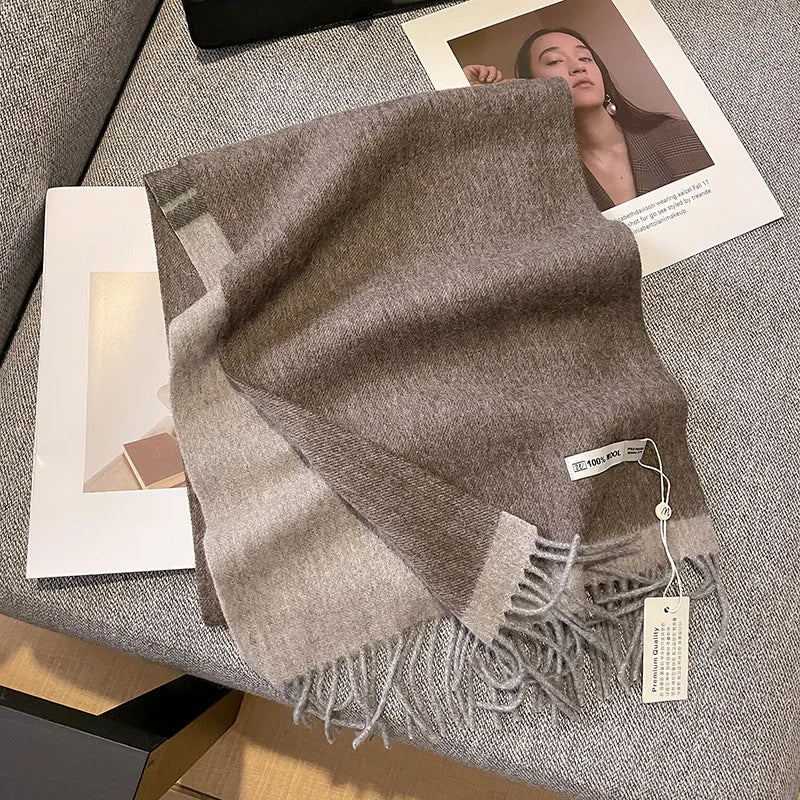 Luxury Wool Scarf for Women – Warm Checkered Winter Scarf Made from 100% Wool