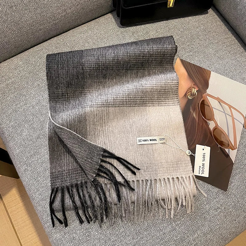 Luxury Wool Scarf for Women – Warm Checkered Winter Scarf Made from 100% Wool