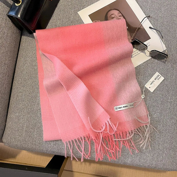Luxury Wool Scarf for Women – Warm Checkered Winter Scarf Made from 100% Wool
