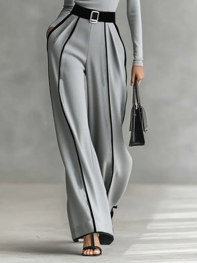 Renata™ | High-Neck Top & Wide-Leg Trousers Set With Belt
