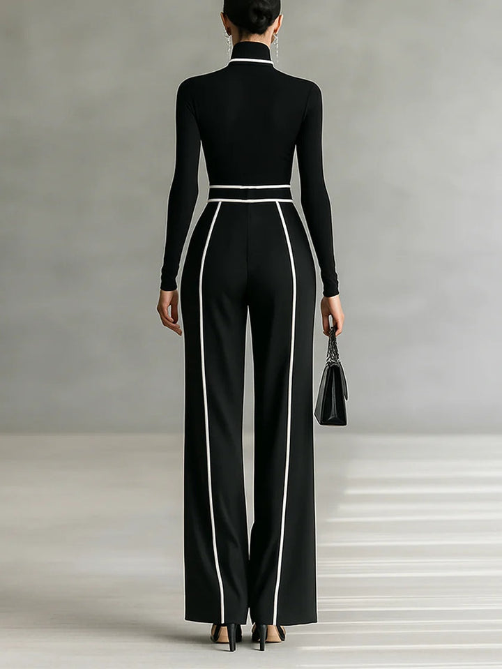 Renata™ | High-Neck Top & Wide-Leg Trousers Set With Belt