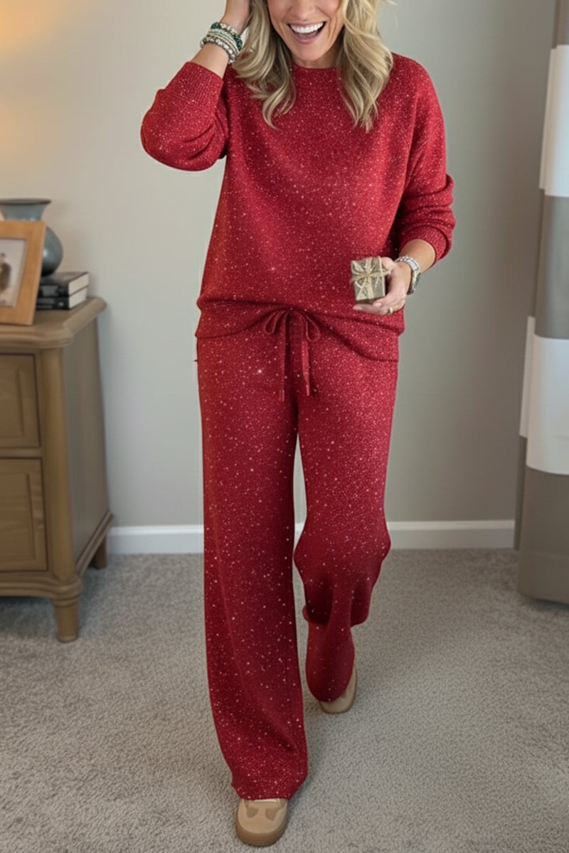 Vivian | Round-Neck Shimmer Casual Co-Ord