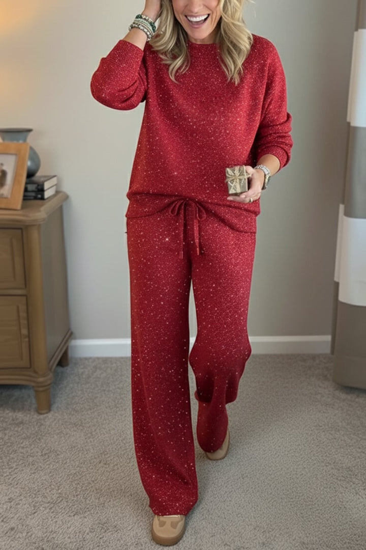 Vivian | Round-Neck Shimmer Casual Co-Ord