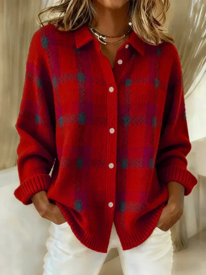 MARCOLLINE | RETRO PLAID SWEATER WITH CASUAL CONTRAST