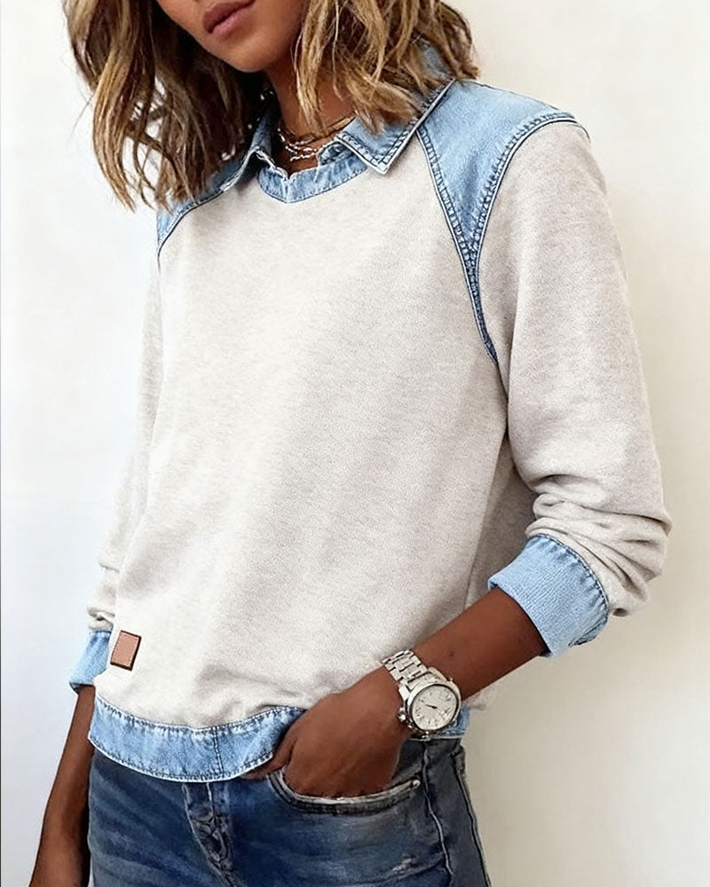 Ella | Denim Collar Blouse