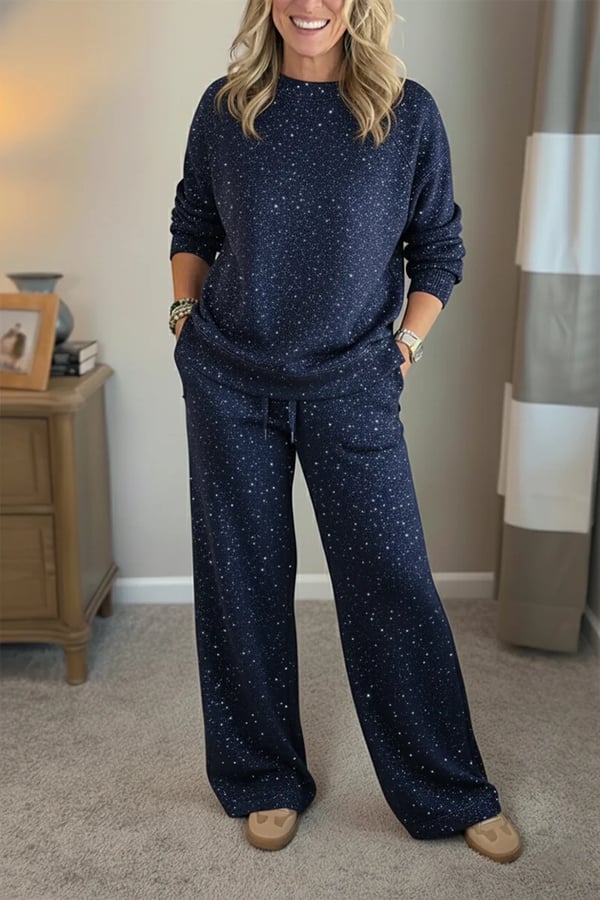 Vivian | Round-Neck Shimmer Casual Co-Ord