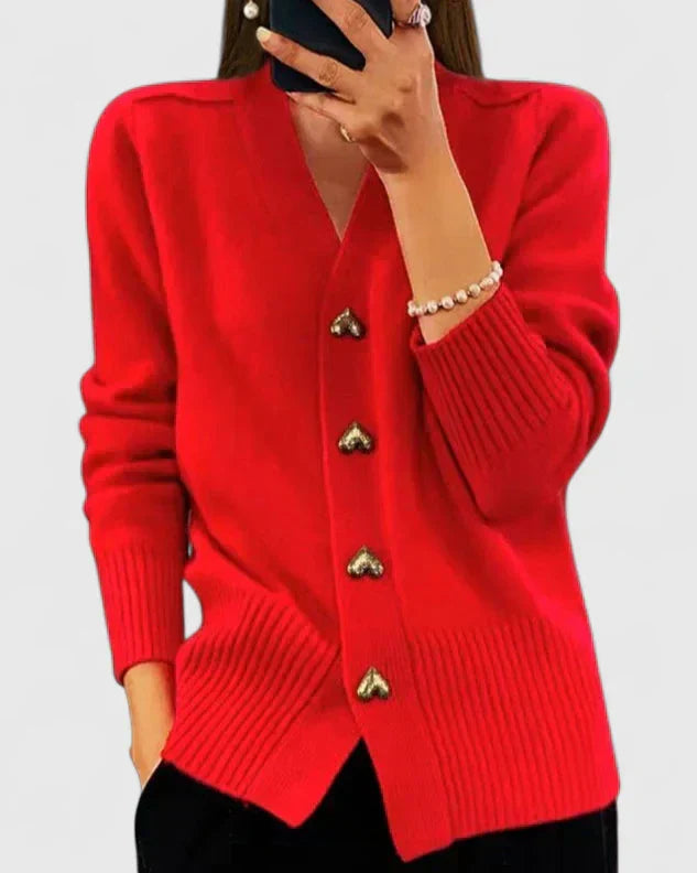 Zia - Heart Button Cardigan