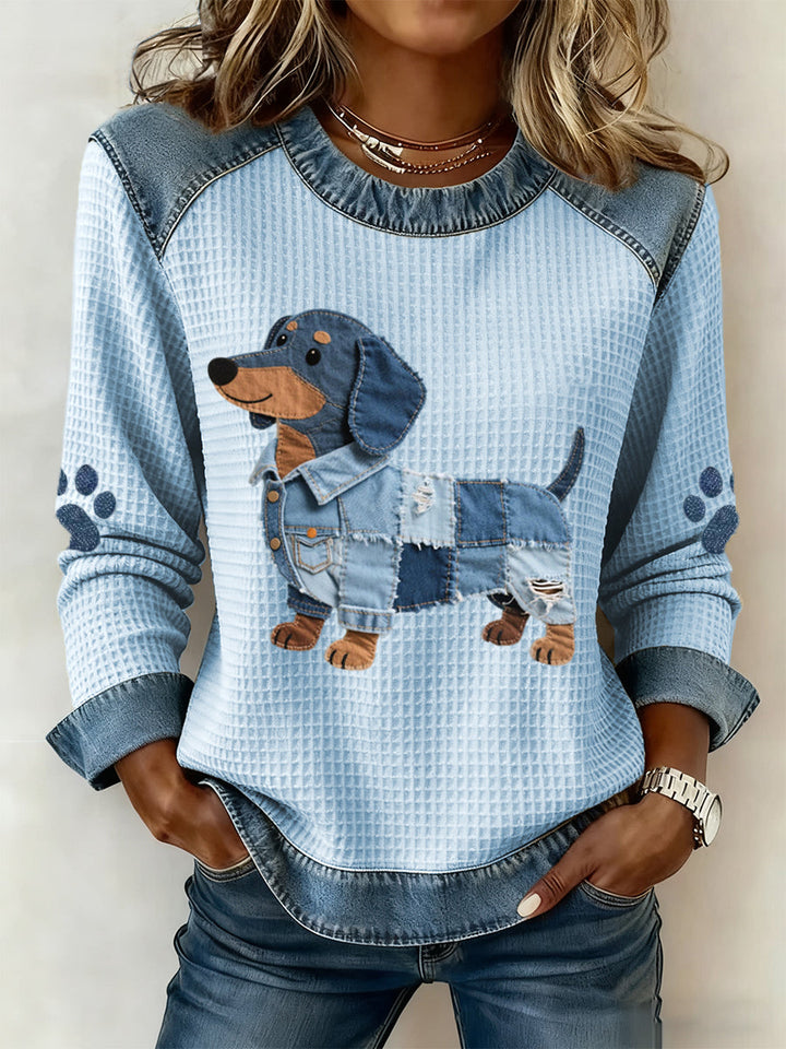 Nellie | Denim Patchwork Dachshund